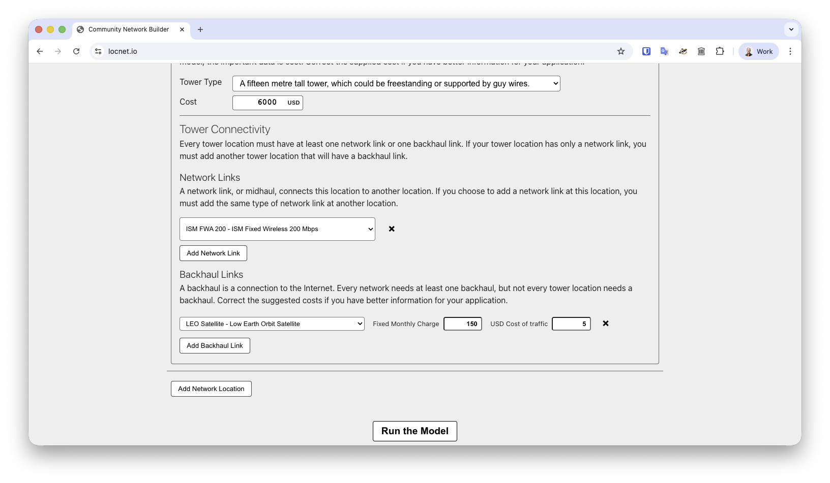 Network builder (backhaul links)